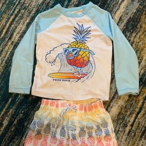 Gap Pineapple Swim Trunk & Rashguard